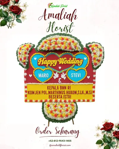 Karangan Papan Bunga Pernikahan di Cigereleng